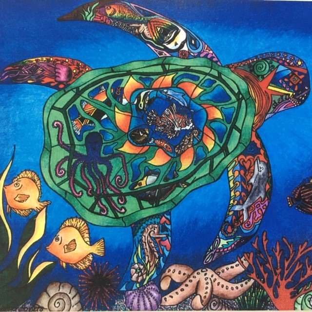 Picture of a Sea Turtle in the Ocean- "Honu" by Heather Anders Picture of a Sea Turtle in the Ocean- "Honu" by Heather Anders